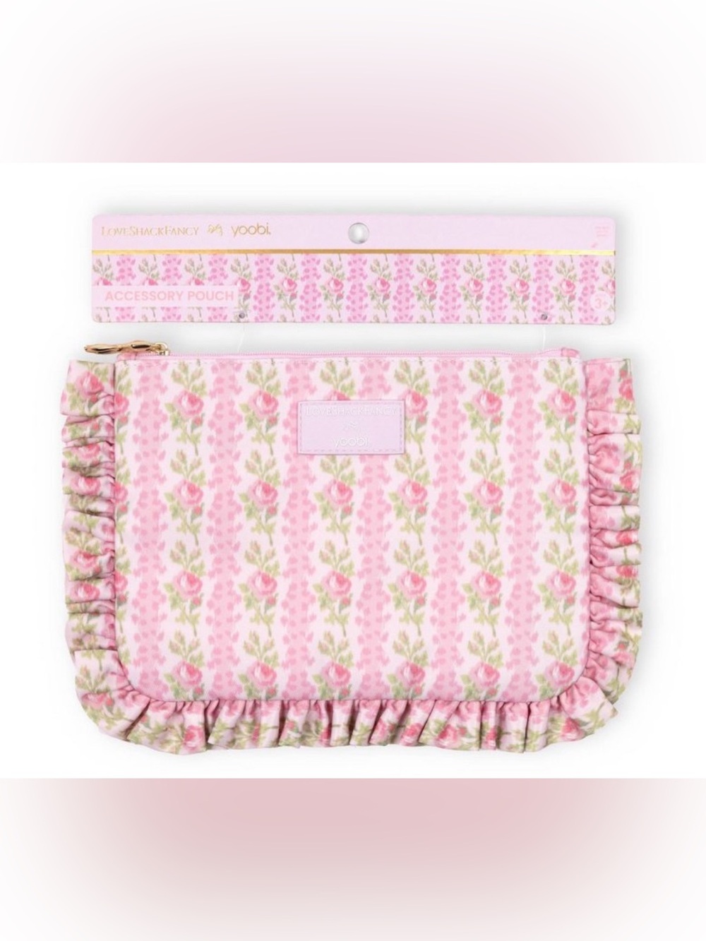 NWT LoveShackFancy x Target- Yoobi Blooming Heirloom Ruffle Accessory Pouch 🩷🤍